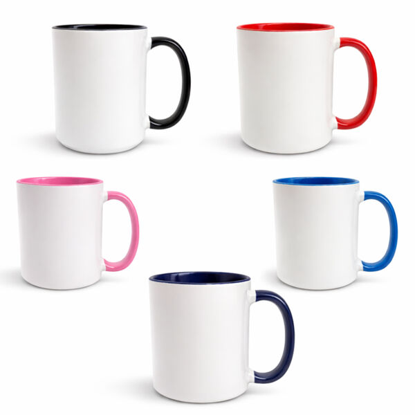 Ceramic Mug with Colored Handle and Inside - 15 oz Thumbnail